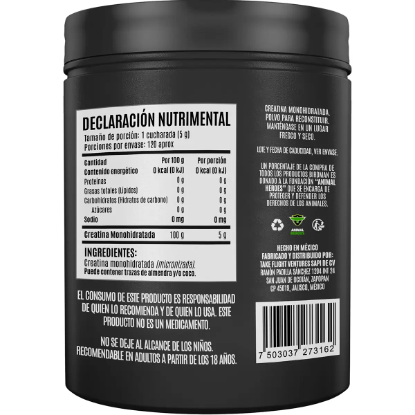 CREATINA MONOHIDRATADA BIRDMAN 600g - Imagen 2